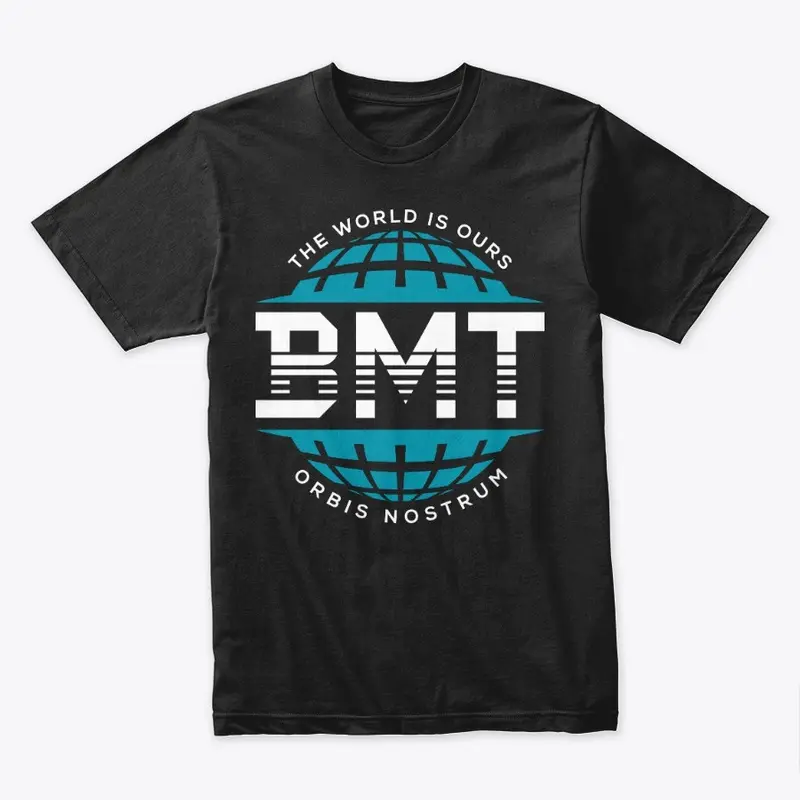 BMT Globe  (Blue) Black Tee