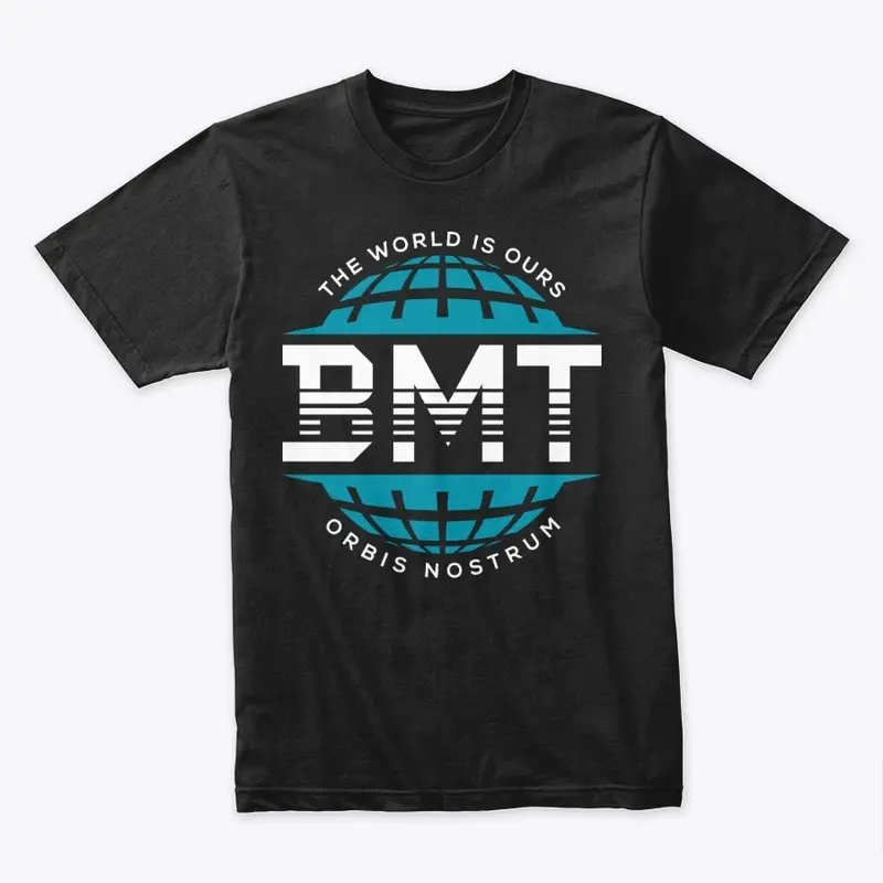 BMT Globe  (Blue) Black Tee